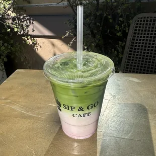 strawberry matcha latte