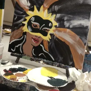 "Mardi Gras lady" painting. I did mine with a twist!
