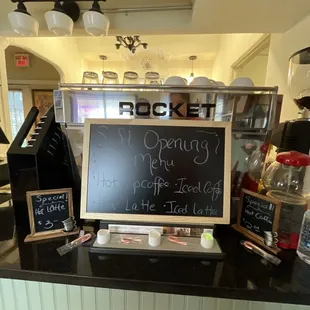 Soft Opening Menu ! Featuring Hot and Iced Coffee and Lattes !