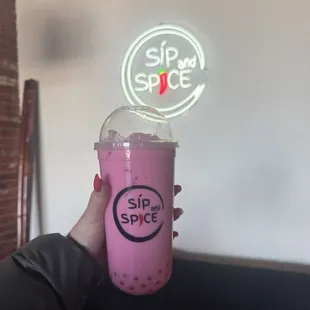 Pink milk drink