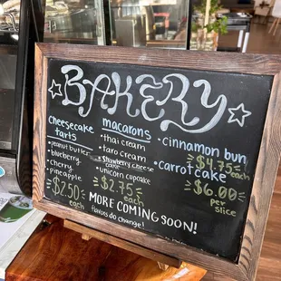 a menu on a blackboard