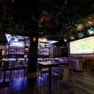 Tons of large flat screen TVs including a giant 120&quot; projector screen throughout, so wont miss a second of the big game!