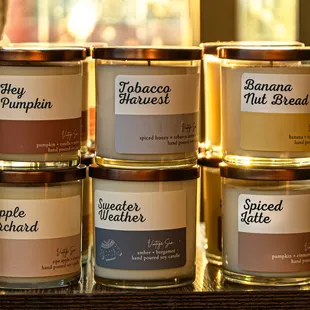 Locally sourced hand poured soy candles.