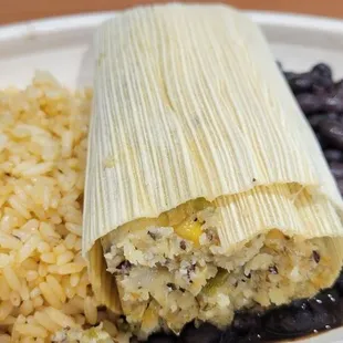 Before I took the tamale out of the corn husk.