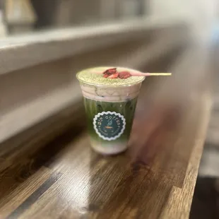 Strawberry Matcha + Oat Milk | $6.75 + $1
