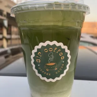 Matcha einspanner, Strong stuff! They offer a healthcare worker discount too