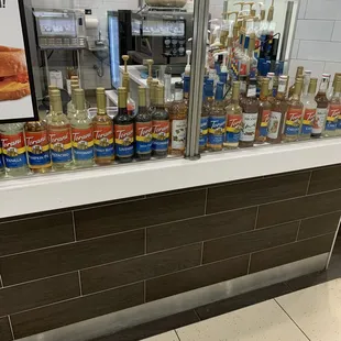 a variety of beverages on display