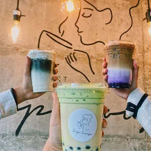 Charcoal Coconut Latte, Pistachio Cream Milk Tea, Ube Latte