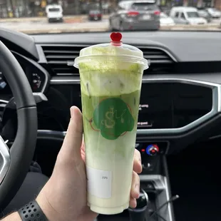 Matcha milk cap