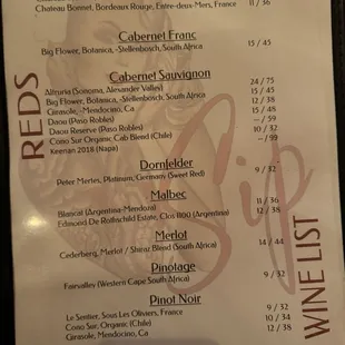 menu