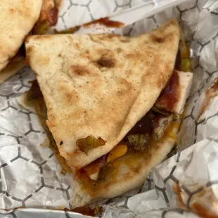 two quesadillas in a wrapper