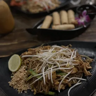 Pad Thai, egg rolls