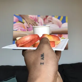 Apples &amp; peanut butter. Seriously...I could have this at home...Although it's so much better here. The ambiance is good. So good.