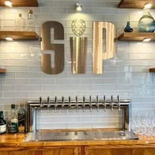 a beer tap in a bar
