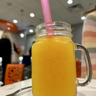 a glass of orange juice