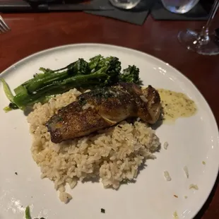Blackened Snapper- with rice and broccolini- Amazing! It was a special.