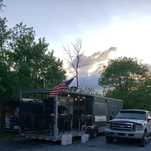 smoke coming out of the back of a truck