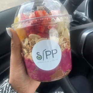 Dragon fruit bowl with added Nutella