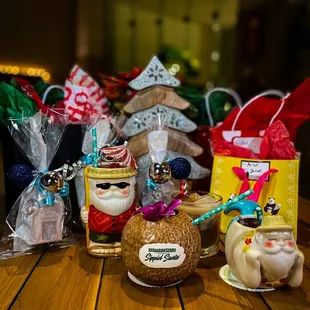 Celebrating with friends: Sippin&apos; Santa, Kris Kringle Colada, White Russian Christmas and The Regifter.