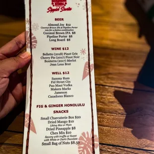 Xmas 2021: Wine and Snack Menu