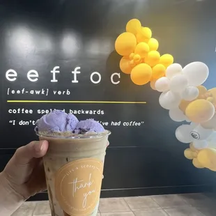 Brown Sugar Latte with Ube Ice Cream