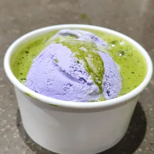 Matcha Affogato with Ube Ice Cream