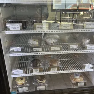 a display case of pies