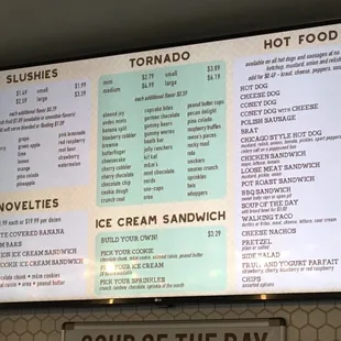 Menu #3 - more ice cream and hot food too - not to mentions tons of pastries in the front display case too!