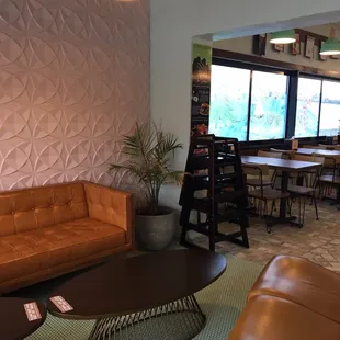 Seating to the left of the front door