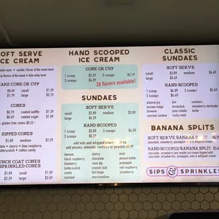 Menu #1 - ice cream