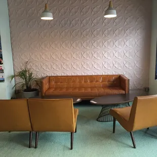 Seating to the right of the front door