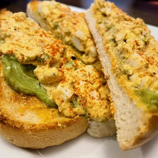 Deviled Egg Toast (sourdough toast with avocado, deviled egg salad and paprika)