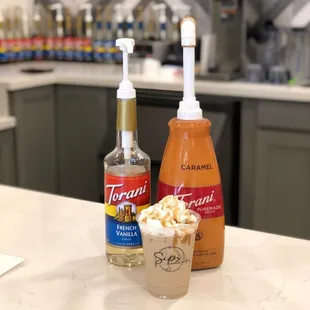 Iced Caramel Macchiato with whip &amp; drizzle!