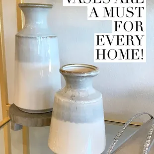 Ceramic Vase, Gray/White