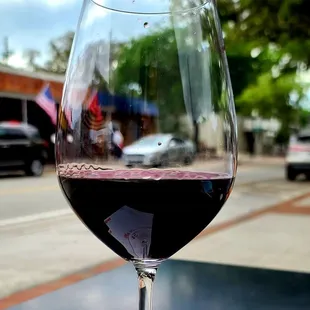 a glass of red wine
