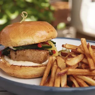 a burger and french fries