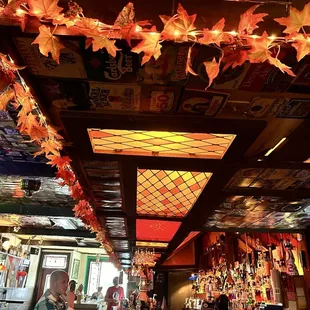 Cool lighting over the bar