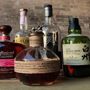 a selection of liquor bottles