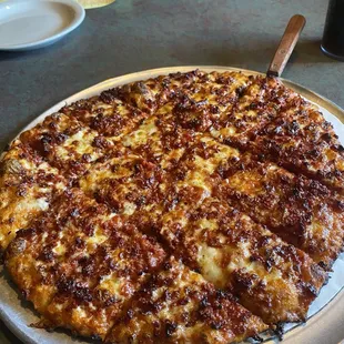 They no longer have the buffet and they&apos;ve gone strictly to conveyor belt pizza, which, as you can see overcooked the top of the pizza.