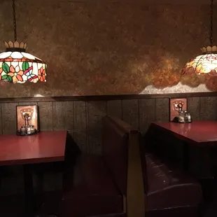 the booths and tables in the restaurant