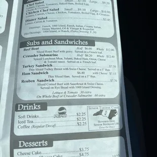a menu for a restaurant