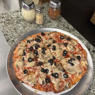 small black olive with mushrooms