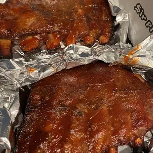 Slab of sauce covered ribs. These were great!