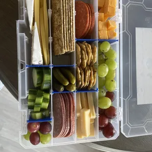 a plastic container filled with food