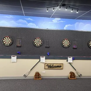 darts and darts on a wall