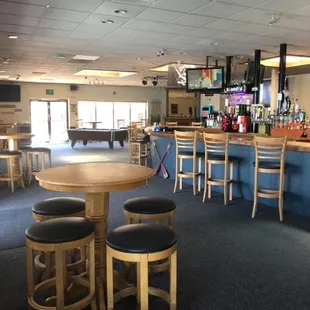 the bar and chairs