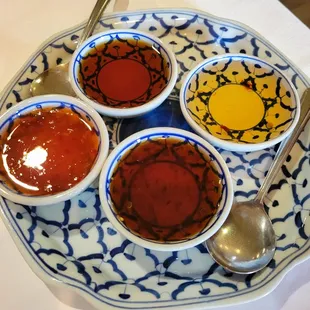 Dipping sauces for sample platter