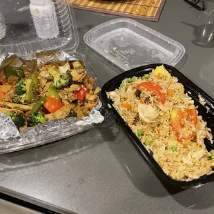 Pad ke mao and pineapple fried rice