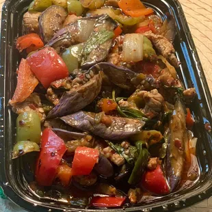 Eggplant stir fry with pork / delicious and hearty portions. Authentic Thai!
