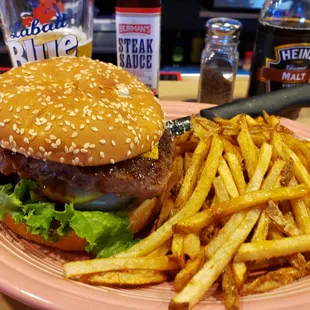 Huge cheeseburger for $5 bucks. My photo doesn't do the immensity justice. Fries were great too!